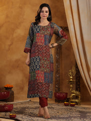 Printed Cotton Blend Kurta With Pants