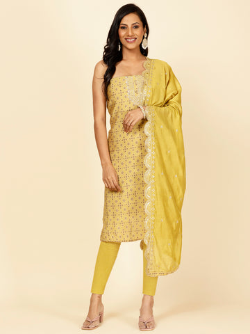 Printed Cotton Unstitched Suit Piece With Dupatta