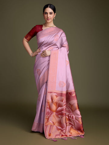 Zari Border Booti Art Silk Woven Saree