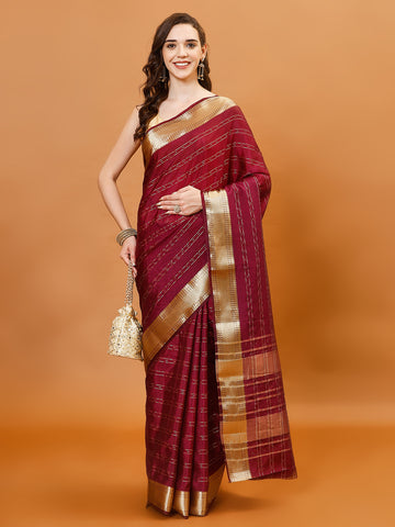 Plain Zari Border Organza Saree