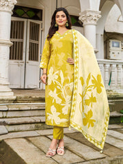 Printed Muslin Kurta With Pants & Dupatta