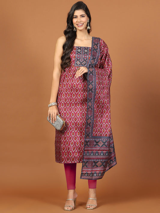 Neck Patti Tussar Unstitched Suit Piece With Dupatta