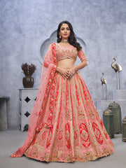 Resham Embroidery Tissue Choli With Lehenga & Dupatta