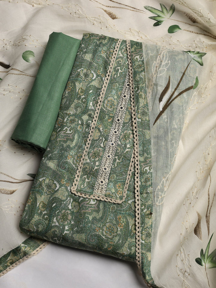 Embroidered Cotton Blend Unstitched Suit With Dupatta