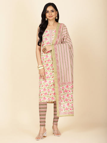 Floral Printed Cotton Unstitched Suit Material