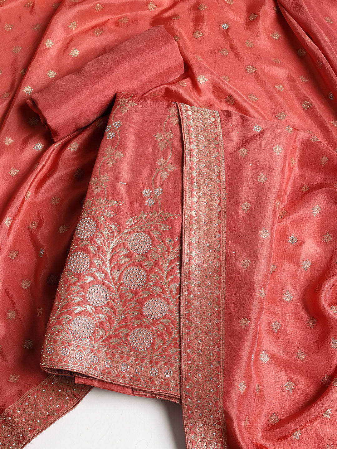 Banarasi Art Silk Unstitched Suit With Dupatta