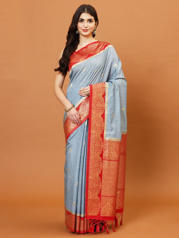 Zari Border Booti Handloom Woven Saree