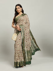 Digital Printed Cotton Blend Woven Saree