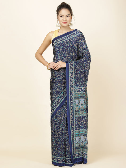 Printed Crepe Woven Saree