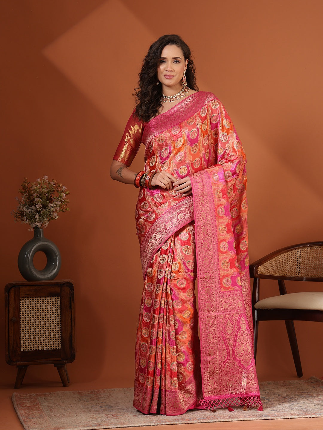 Woven Design Satin Saree