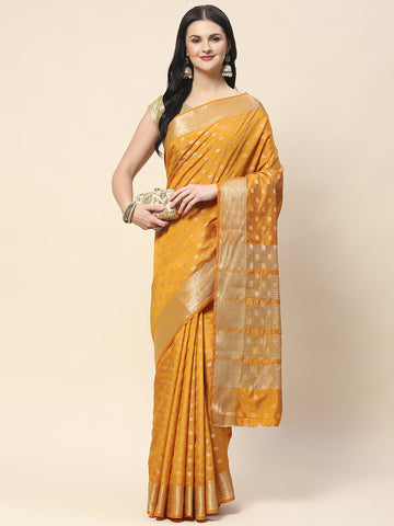 Zari Border Booti Woven Handloom Saree