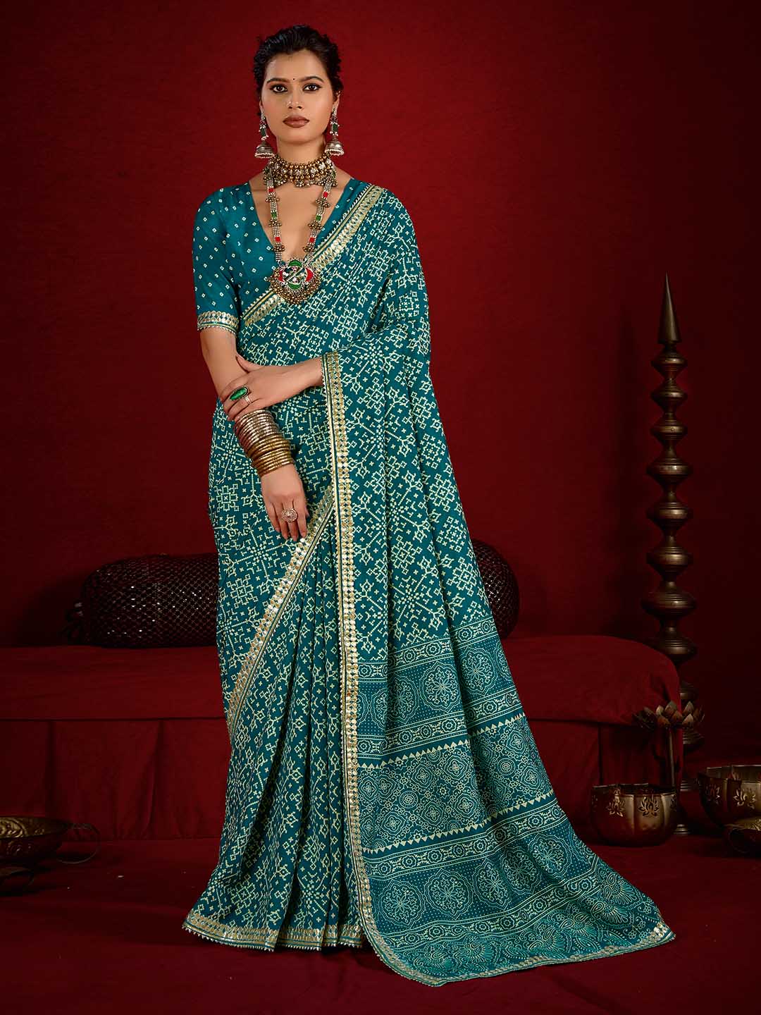 Gota Work Art Silk Saree