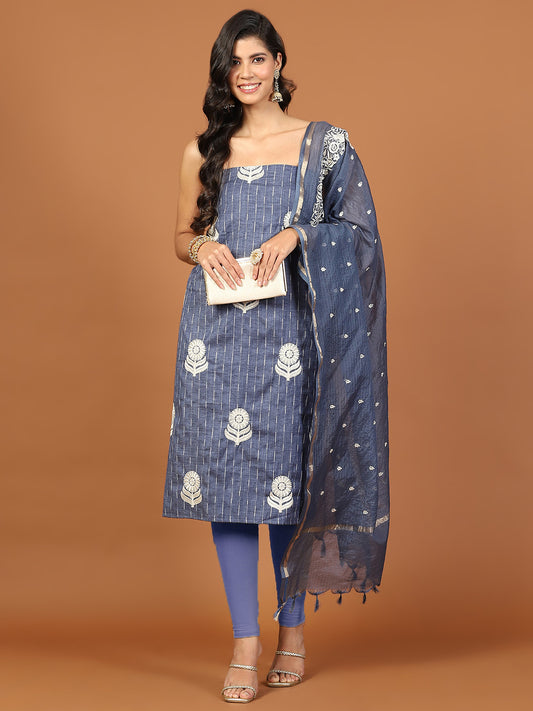 All Over Embroidered Cotton Blend Unstitched Suit Piece With Dupatta