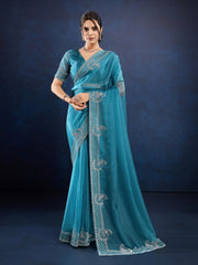 Stone Embroidery Organza Saree