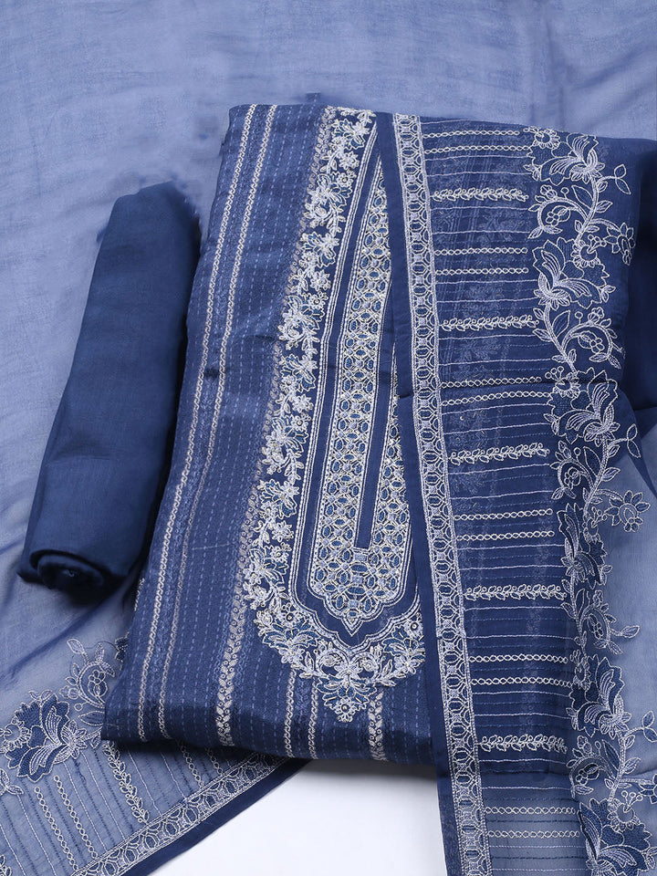 Embroidered Muslin Unstitched Suit With Dupatta