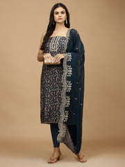 Neck Patti Printed Cotton Unstitched Suit With Dupatta