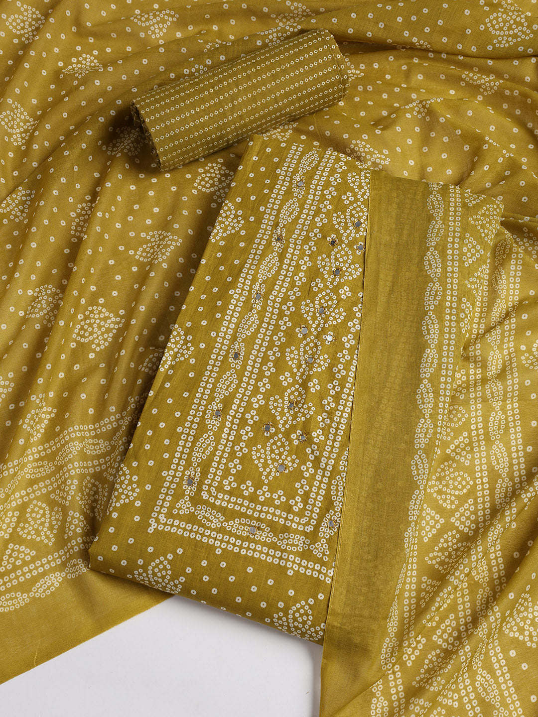 Printed Cotton Blend Unstitched Suit With Dupatta