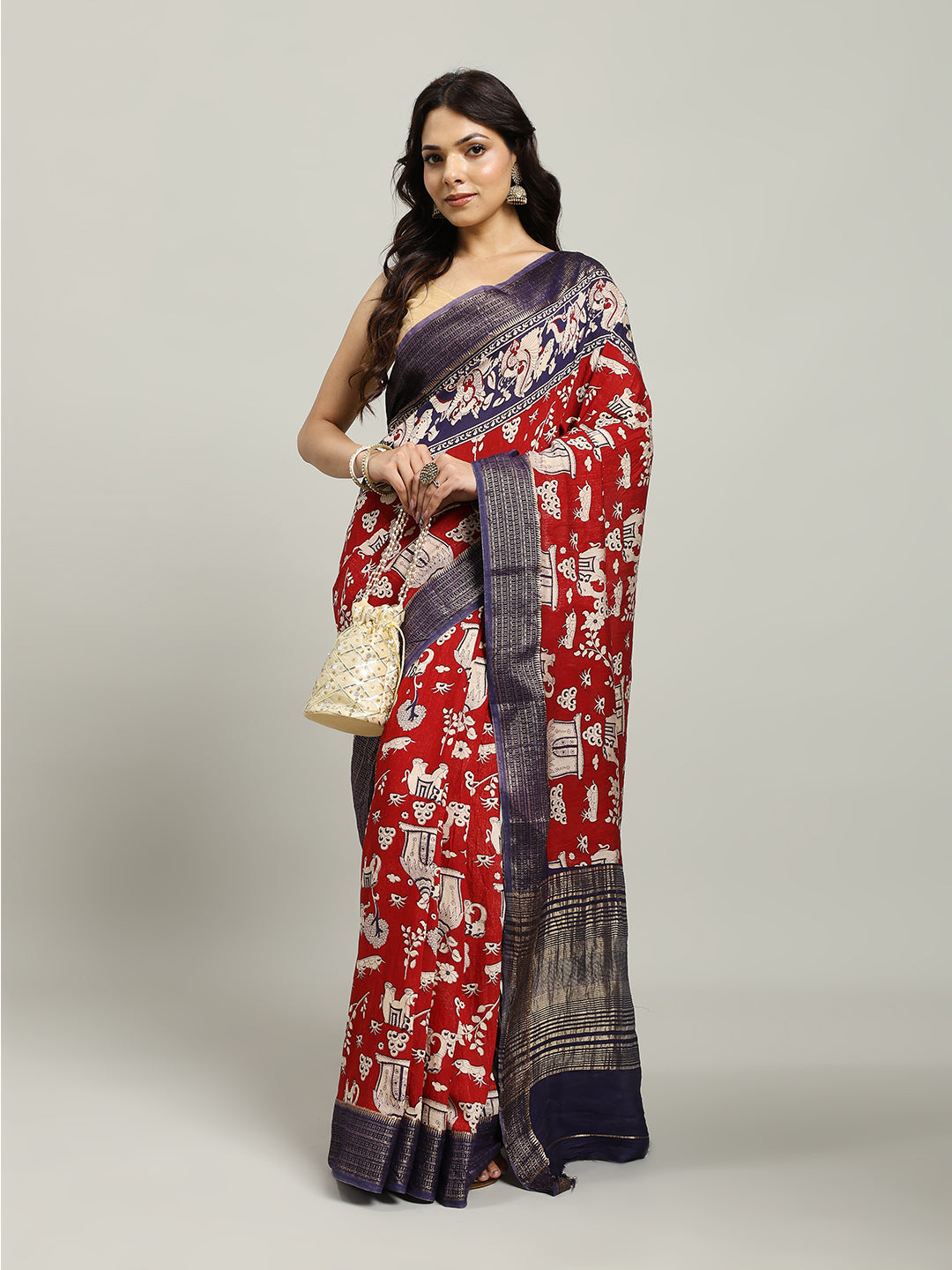 Digital Printed Cotton Blend Woven Saree