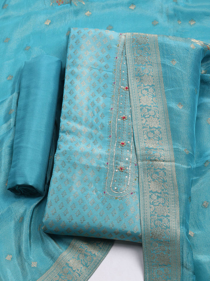 Woven Design Tissue Unstitched Suit With Dupatta