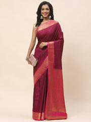 Plain Zari Border Woven Handloom Saree