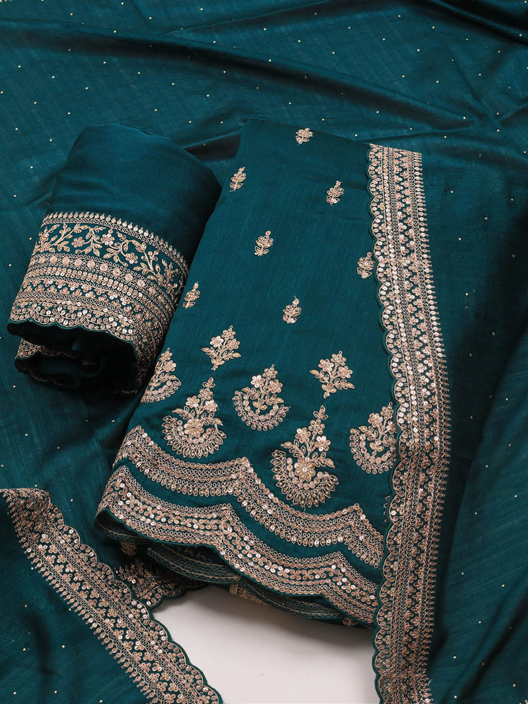 Sequence Art Silk Unstitched Suit Piece With Dupatta