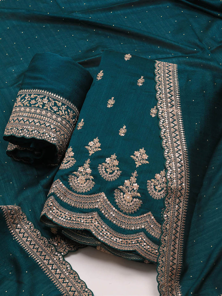 Sequence Art Silk Unstitched Suit Piece With Dupatta