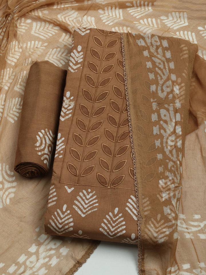 Printed Cotton Blend Unstitched Kurta With Pant &amp; Dupatta