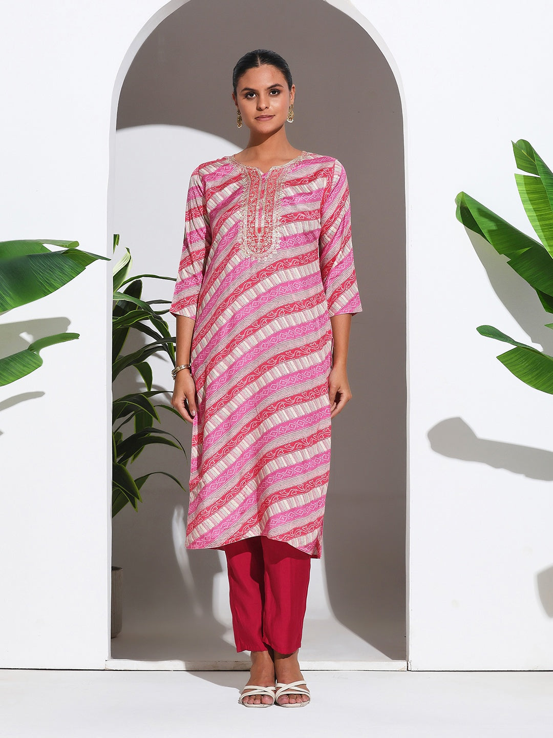 Printed Cotton Blend Kurta With Pant