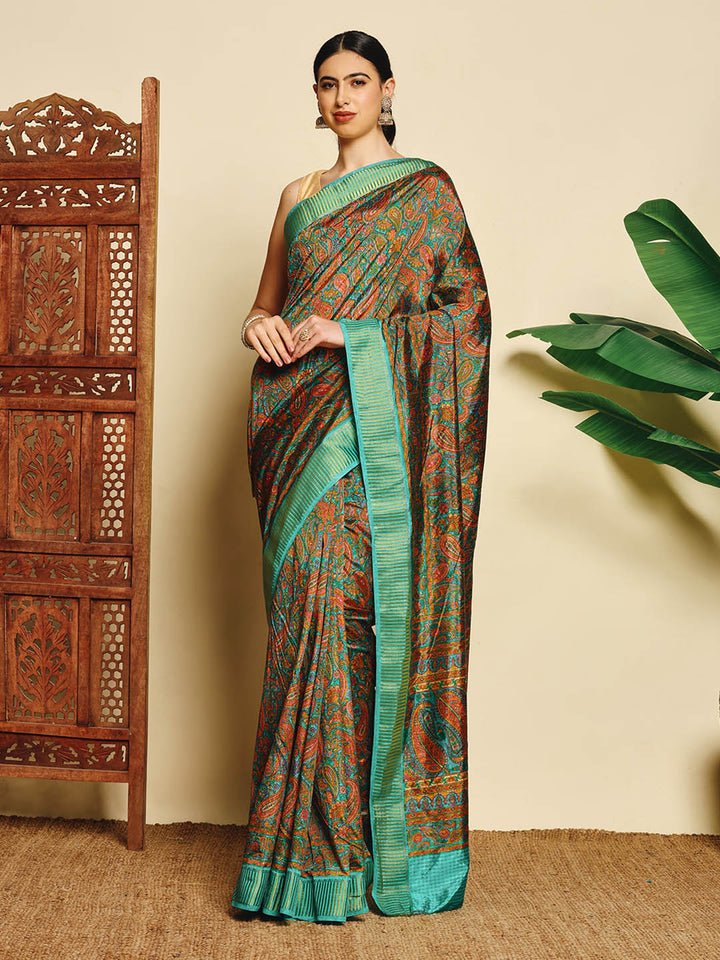 Paisley Printed Art Silk Saree