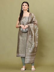 Schiffli Printed Tussar Unstitched Suit Piece With Dupatta