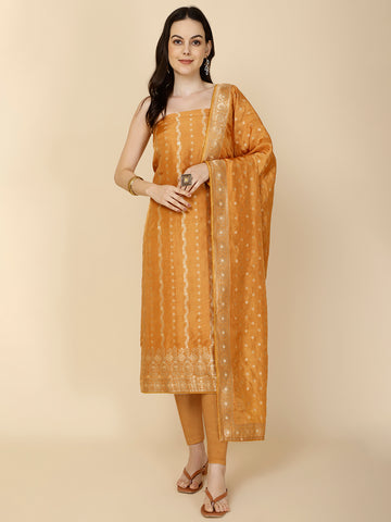 Woven Chanderi Unstitched Suit Piece With Dupatta