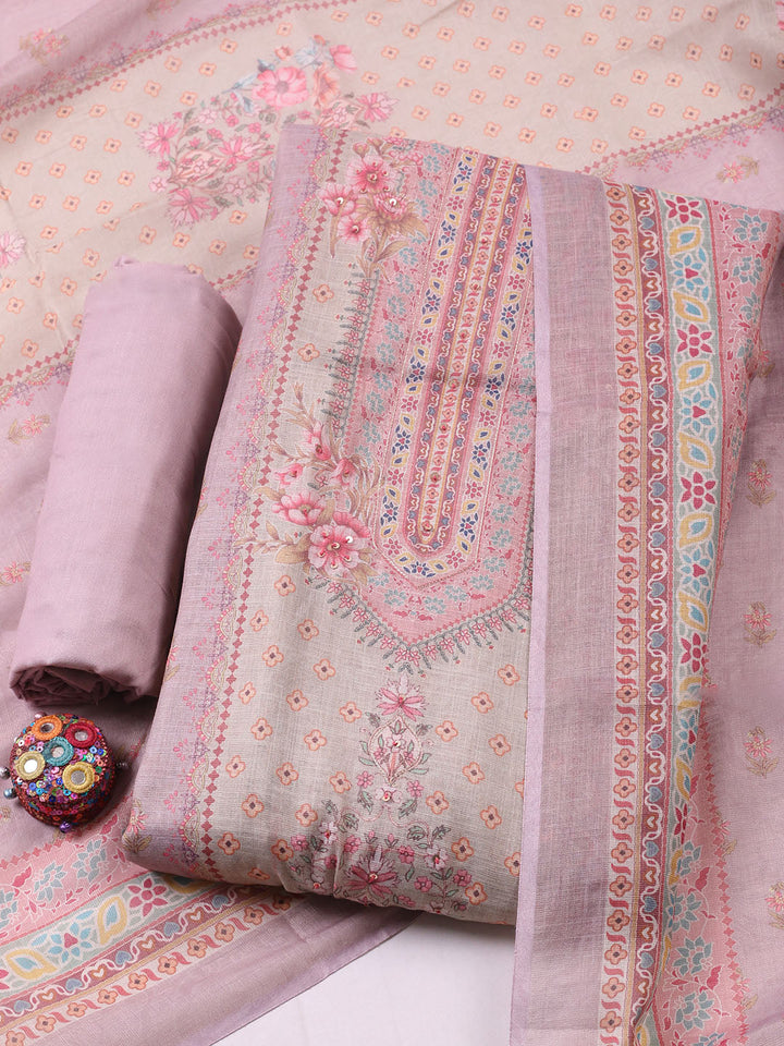 Printed Tissue Unstitched Suit With Pant &amp; Dupatta