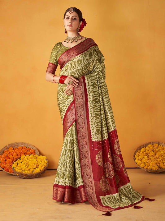 Abstract Printed Art Silk Saree