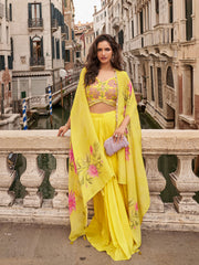 Embroidered Chinon Choli With Plazzo & Jacket