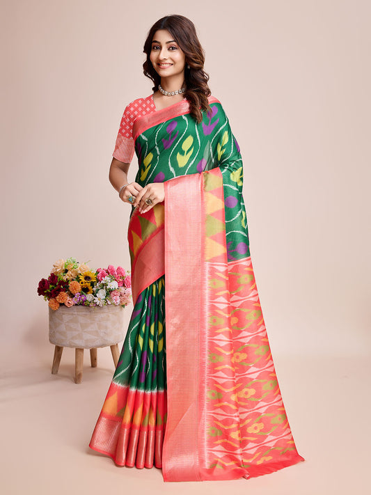 Patola Zari Border Art Silk Woven Saree