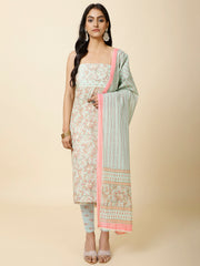 Printed Cotton Unstitched Suit Piece With Dupatta