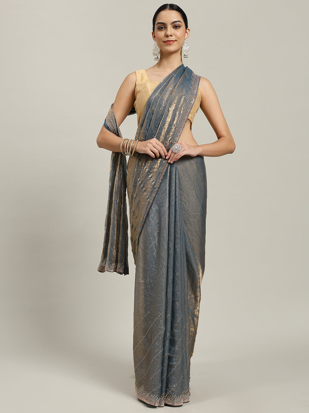 Stone Work Embellished Tissue Saree