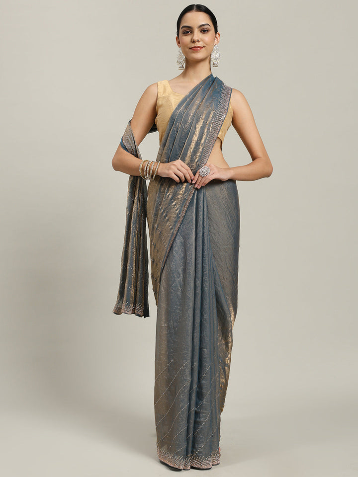 Stone Work Embellished Tissue Saree