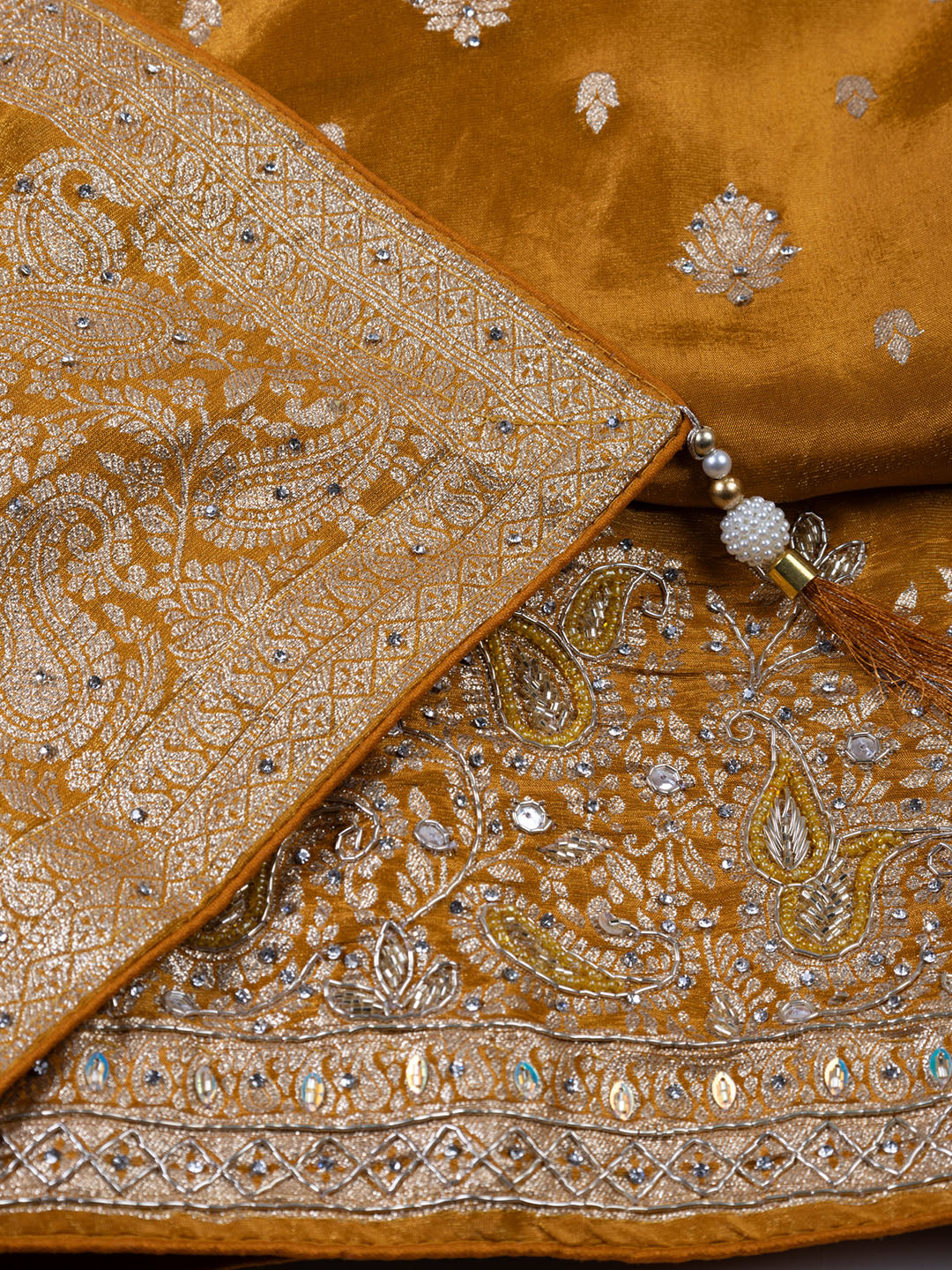 Embroidered Tissue Unstitched Suit With Dupatta