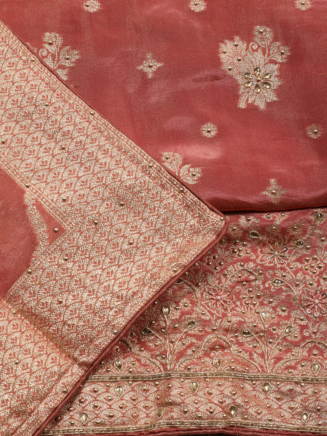Woven Tissue Unstitched Suit Piece With Dupatta