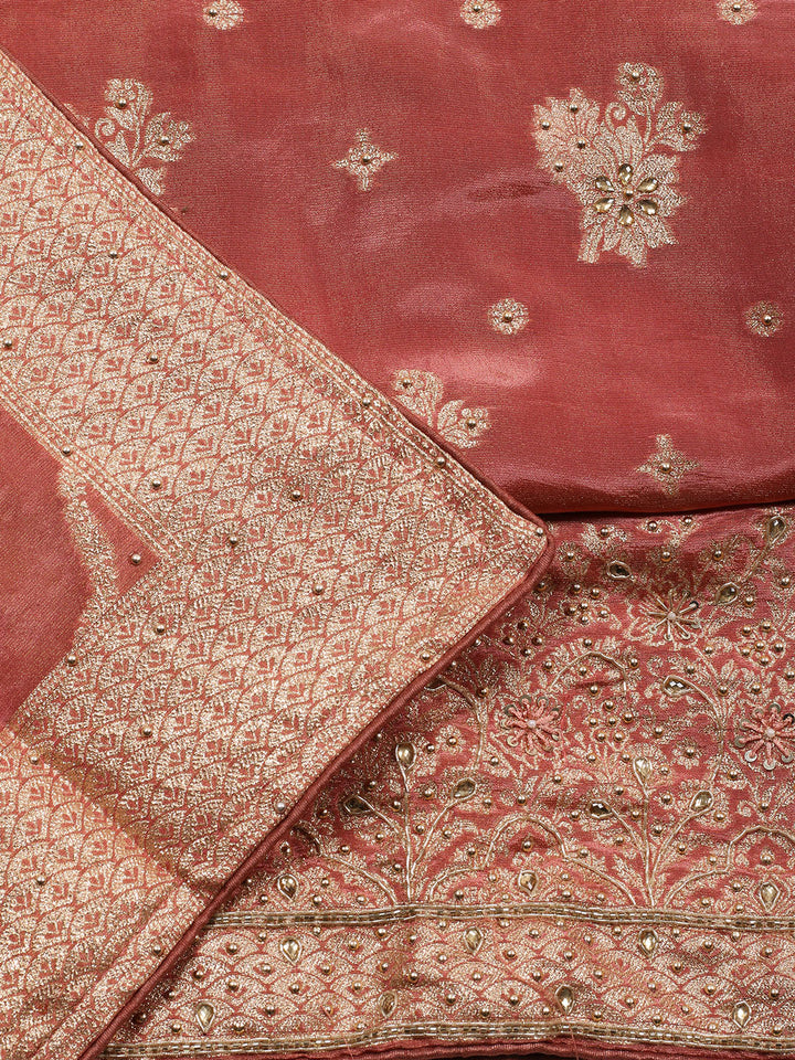 Woven Tissue Unstitched Suit Piece With Dupatta