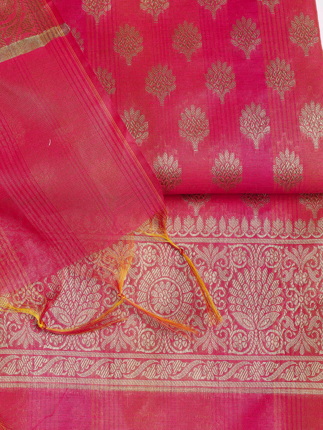 Woven Chanderi Unstitched Suit With Dupatta