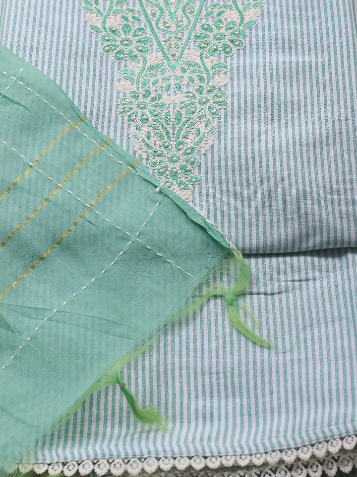 Neck Embroidery Cotton Blend Unstitched Suit With Dupatta