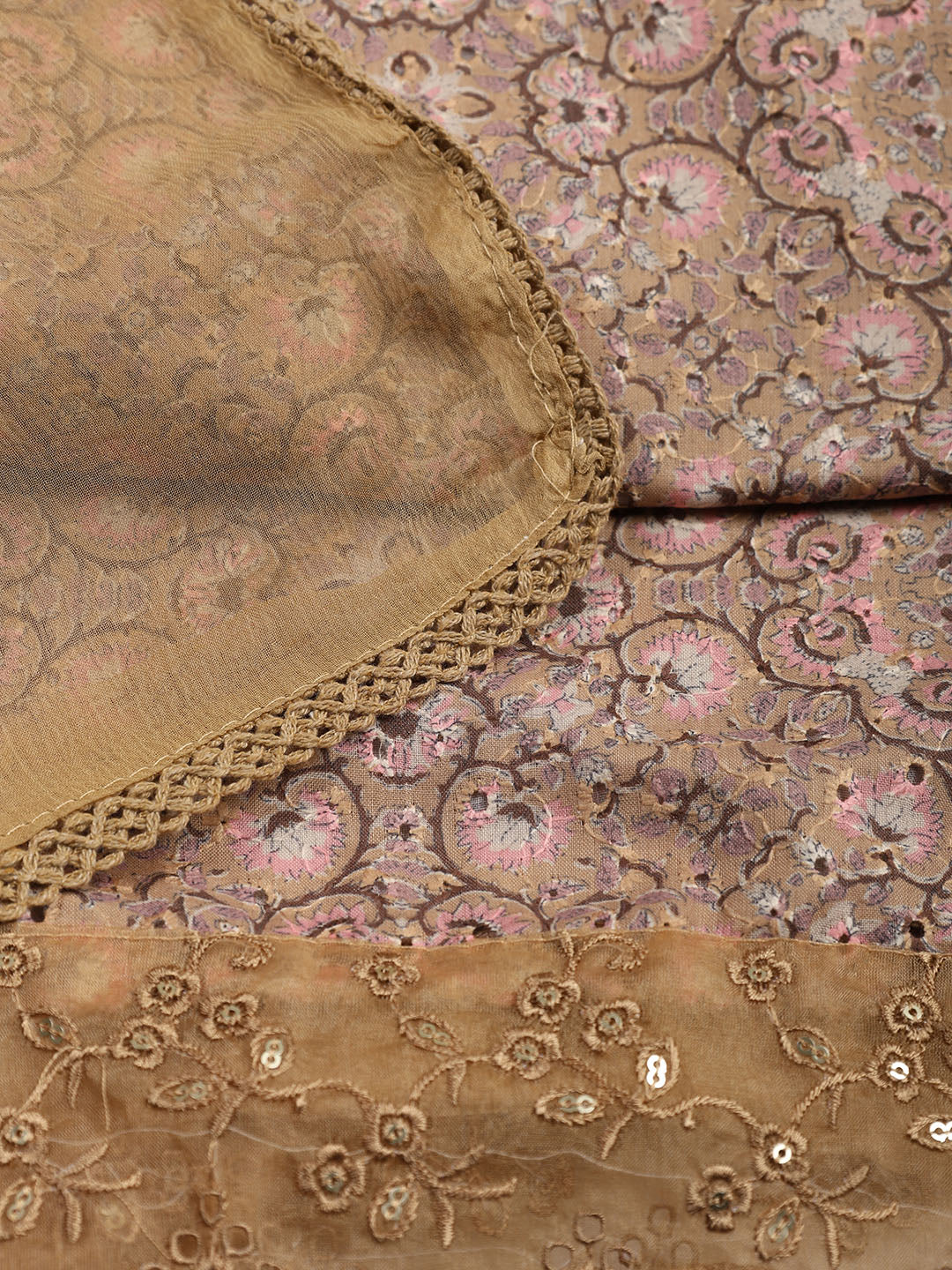 Printed Cotton Blend Unstitched Suit Piece With Dupatta