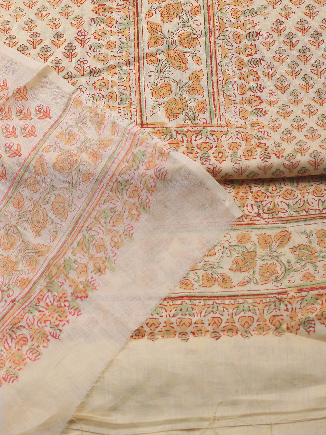 Printed Cotton Blend Unstitched Suit Piece With Dupatta