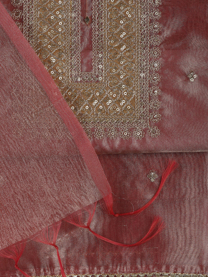 Neck Embroidery Tissue Unstitched Suit With Dupatta