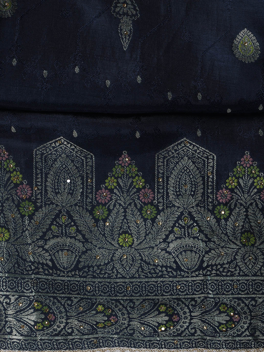 Woven Chanderi Unstitched Suit Piece With Dupatta