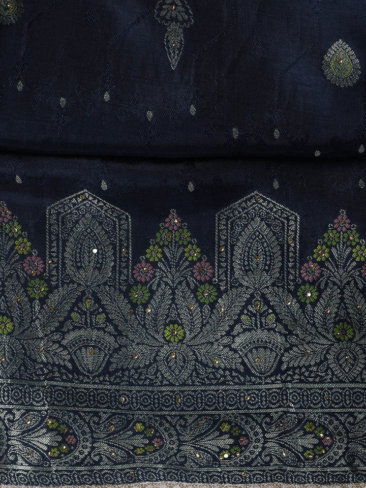 Woven Chanderi Unstitched Suit Piece With Dupatta