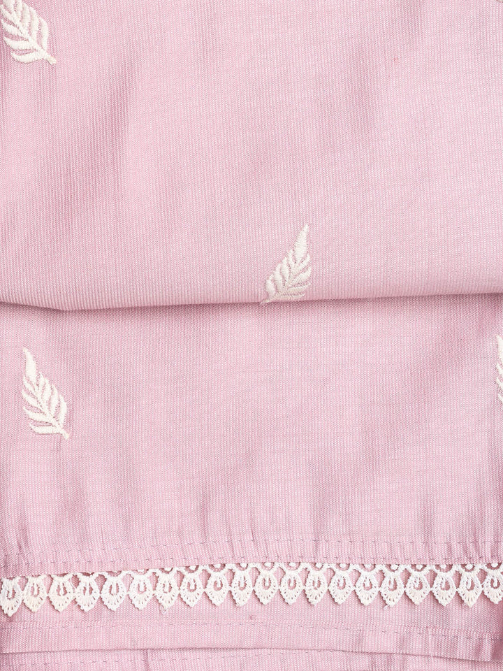 Neck Embroidery Chanderi Unstitched Suit With Dupatta