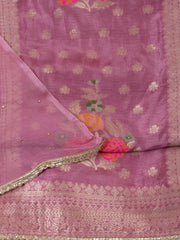 Woven Work Chanderi Unstitched Suit With Dupatta